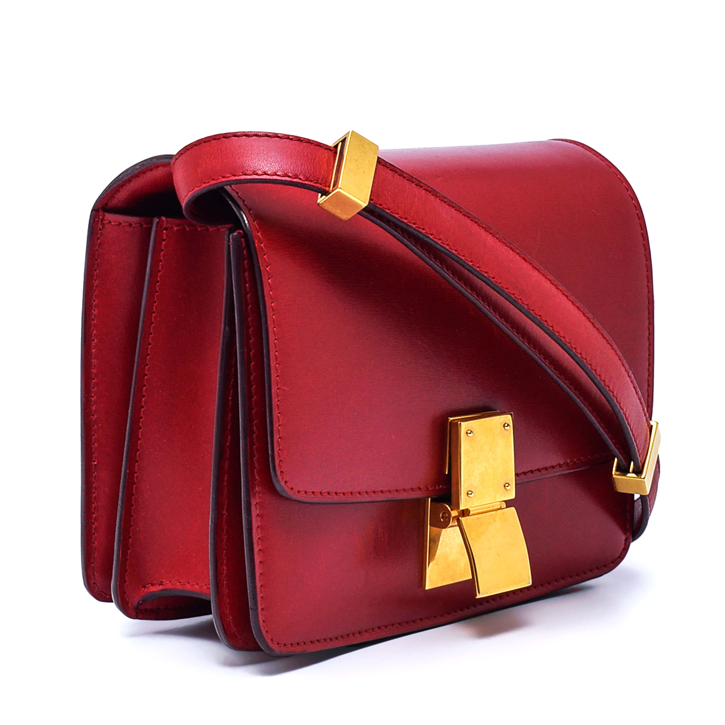 Celine - Red Smooth Leather Mini Classic Box Bag